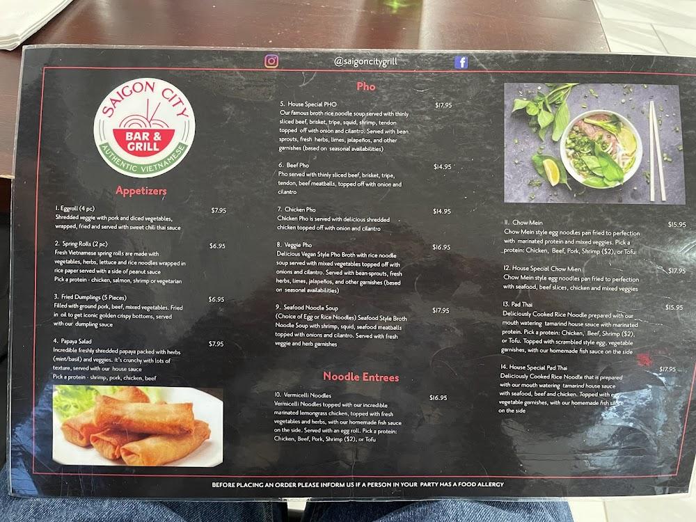 SAIGON CITY BAR & GRILL Menu image 1